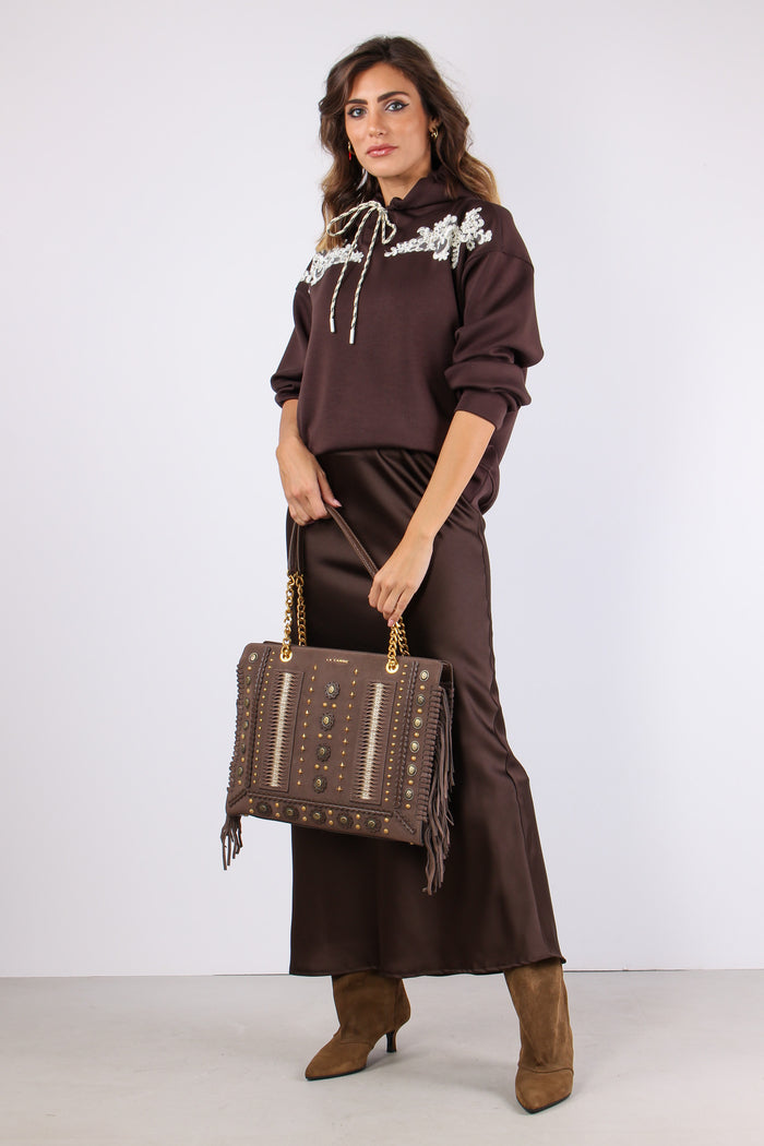 Felpa Cappuccio Inserto Pizzo Moro-7