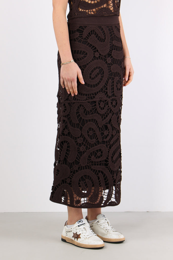 Maestrale Gonna Macrame Marrone Java-7