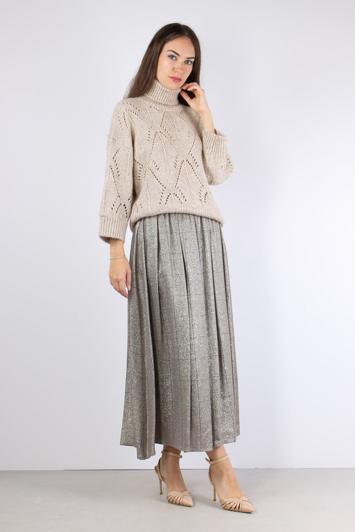 Gonna Quadri Lurex Beige-5