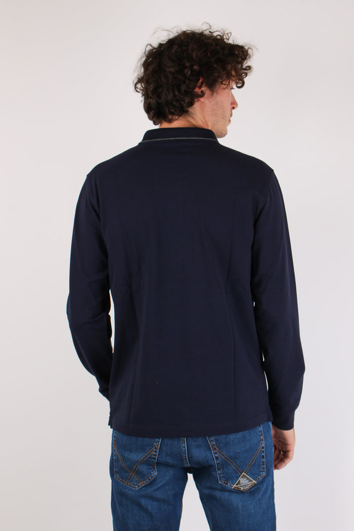 Polo M/l Profilo Contrasto Navy Blue-5