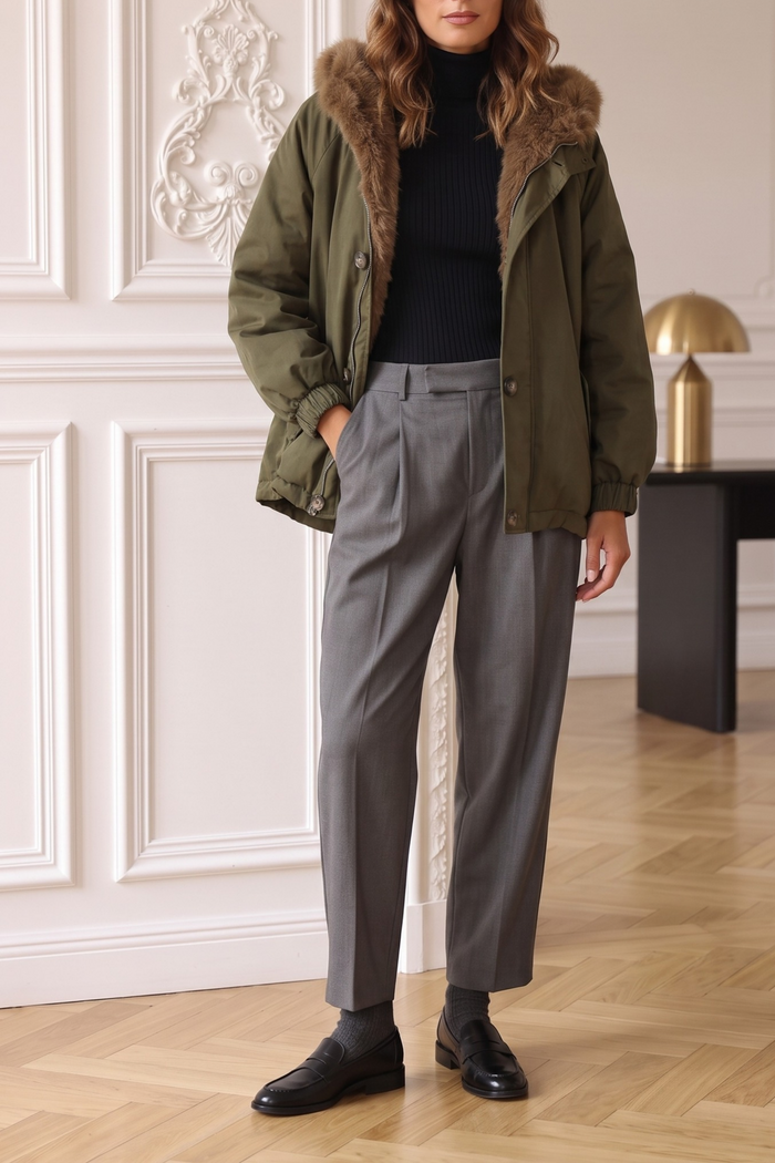 Parka Over Bottoni Laterale Militare