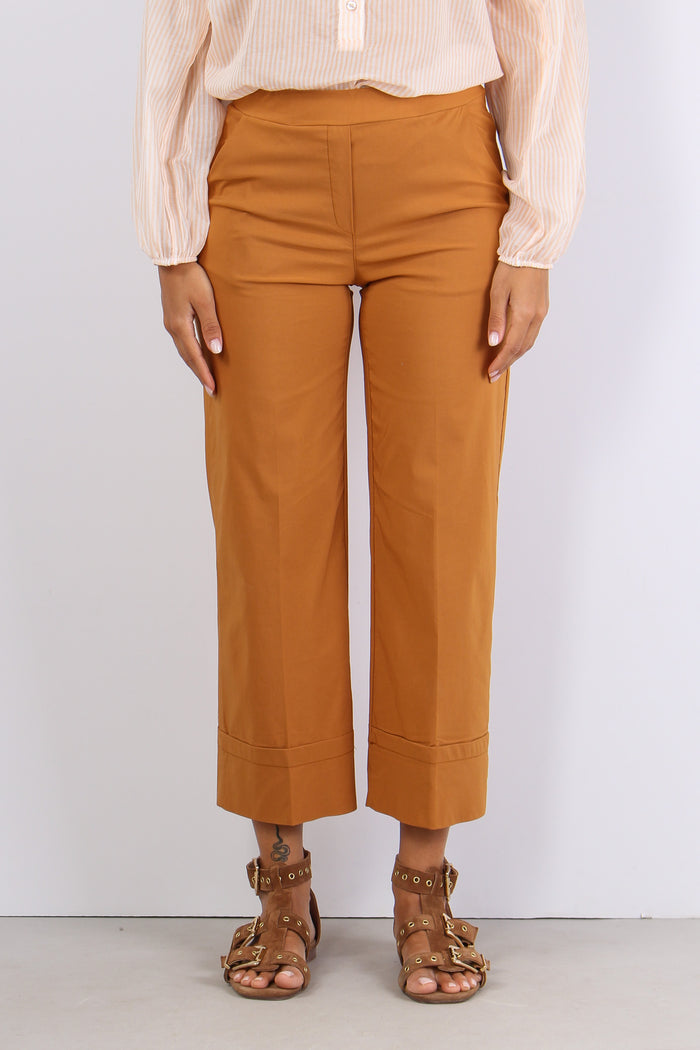 Pantalone Cropped Risvolto Coccio-2