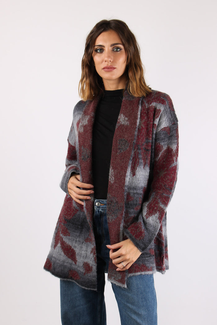 Cardigan Aperto Fiori Blu/grigio-4