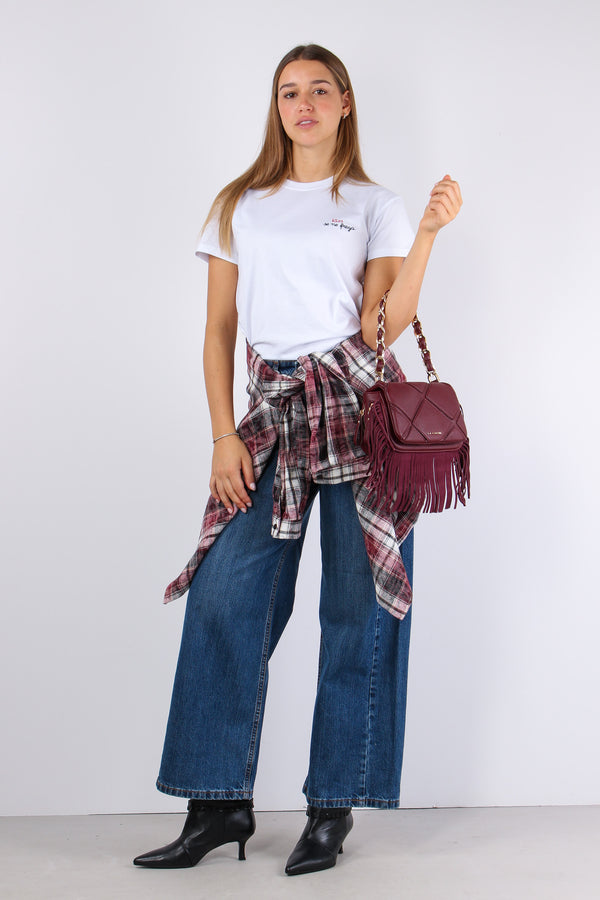 T-shirt Ricamo Kiss Ne Frega Bianco