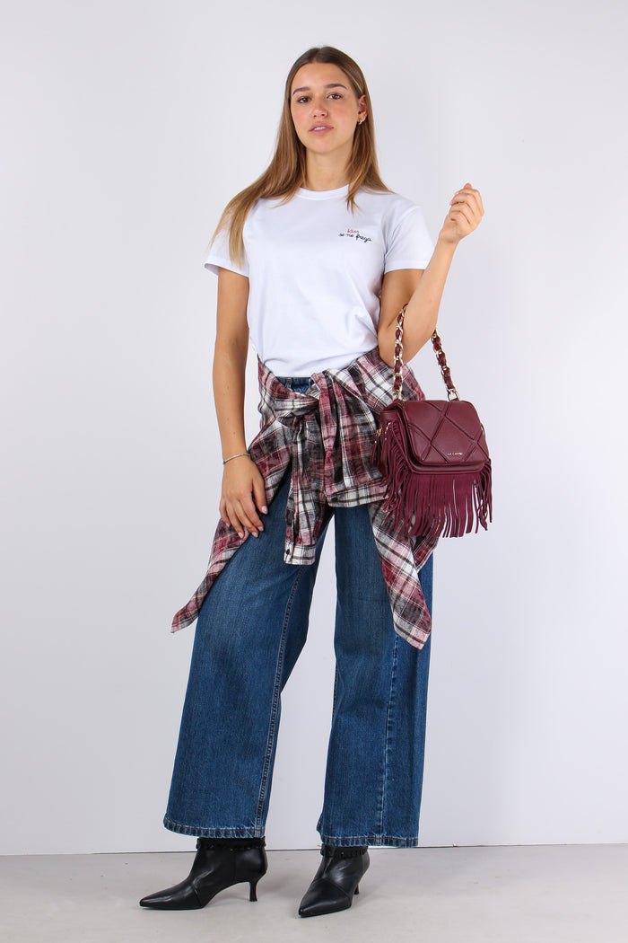 T-shirt Ricamo Kiss Ne Frega Bianco