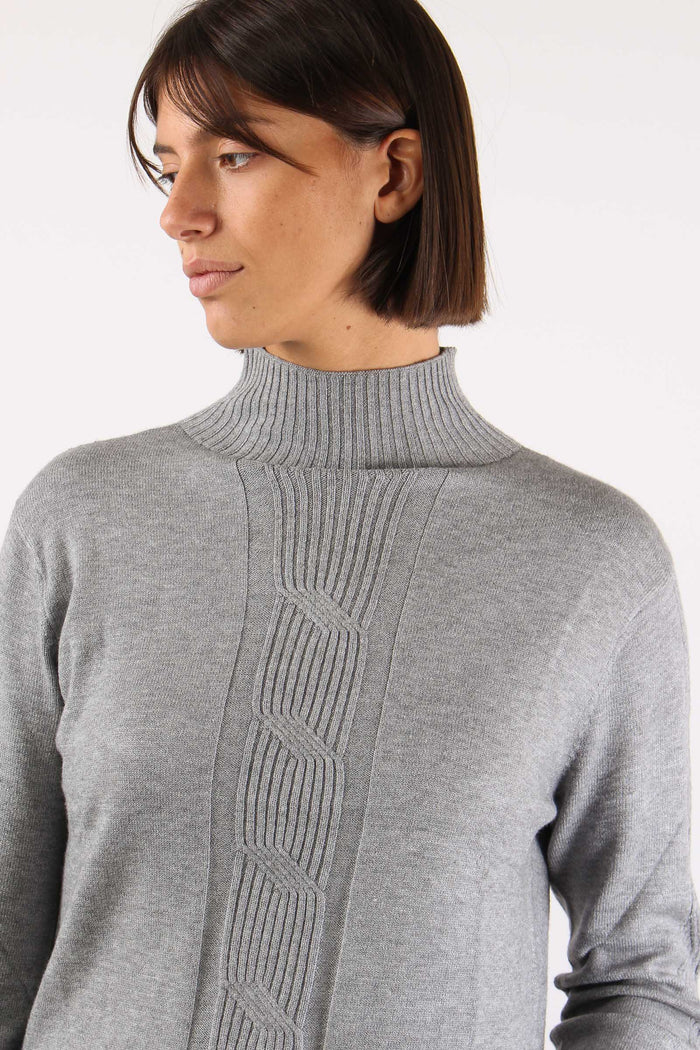 Maglia Viscosa Treccia Grigio-8
