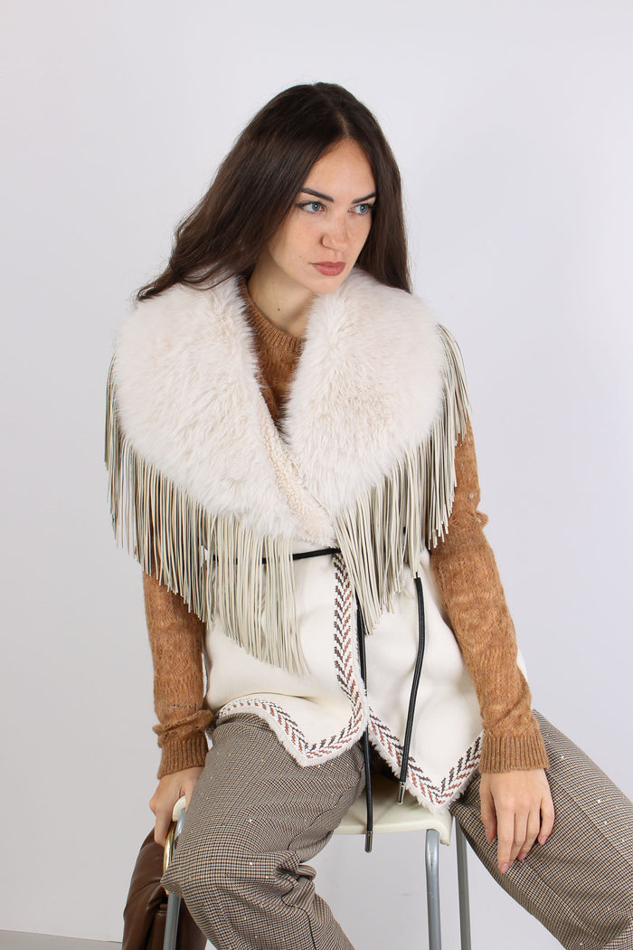 Gilet Ecomontone Frange Rust-9