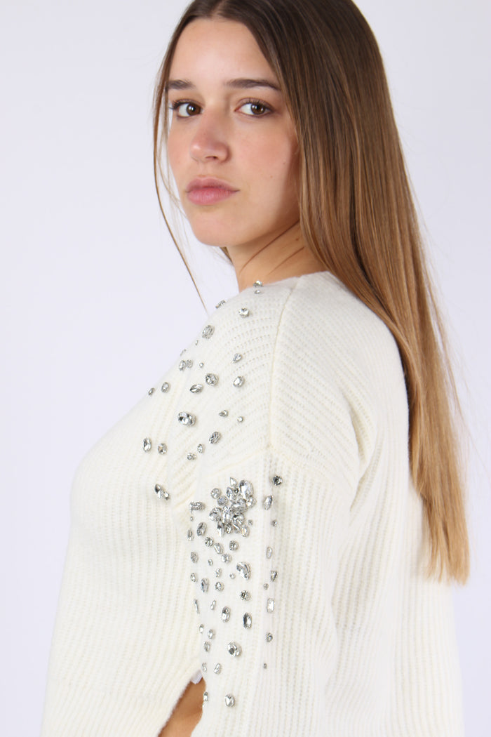 Maglia Applicazioni Strass Star White-8