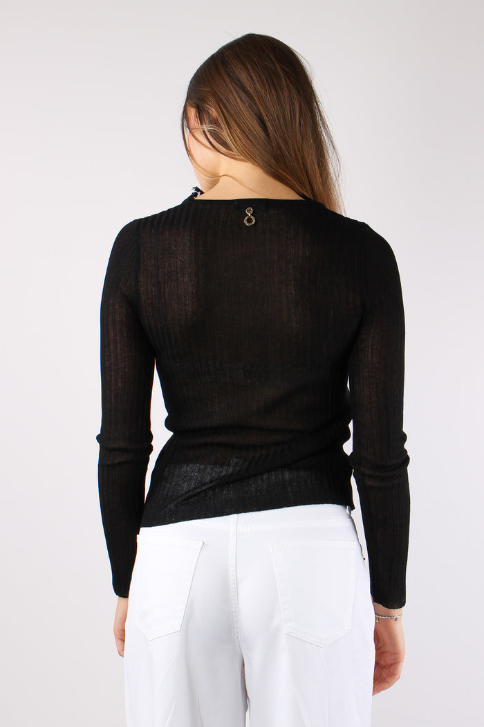 Ling Cardigan Inserto Pizzo Black-4