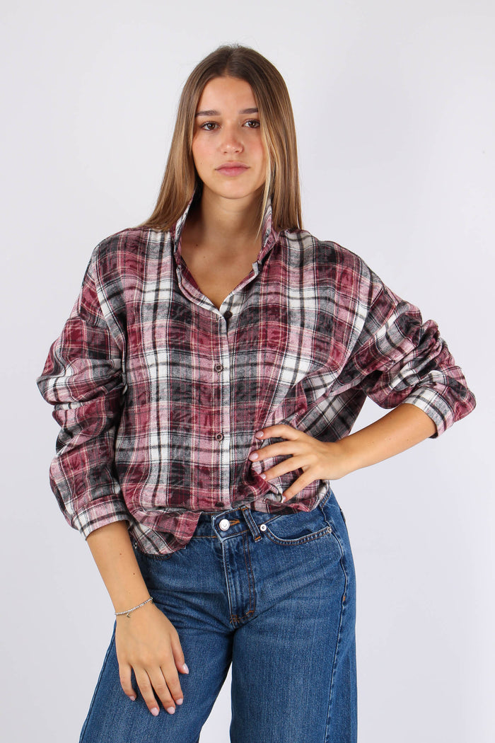 Camicia Quadri Stondata Bordeaux/nero-9