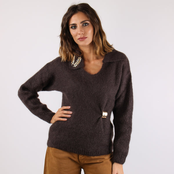 Maglia Polo Ripresa Fianco Cioccolato-2
