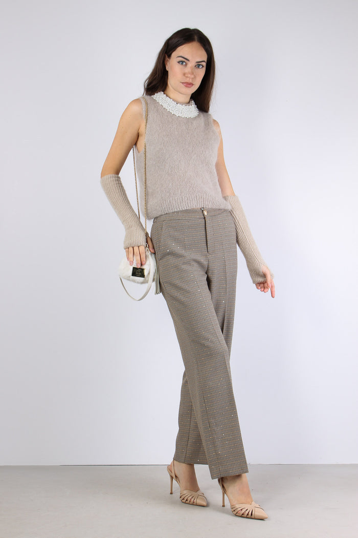 Gilet Maglia Collana Perle Nude