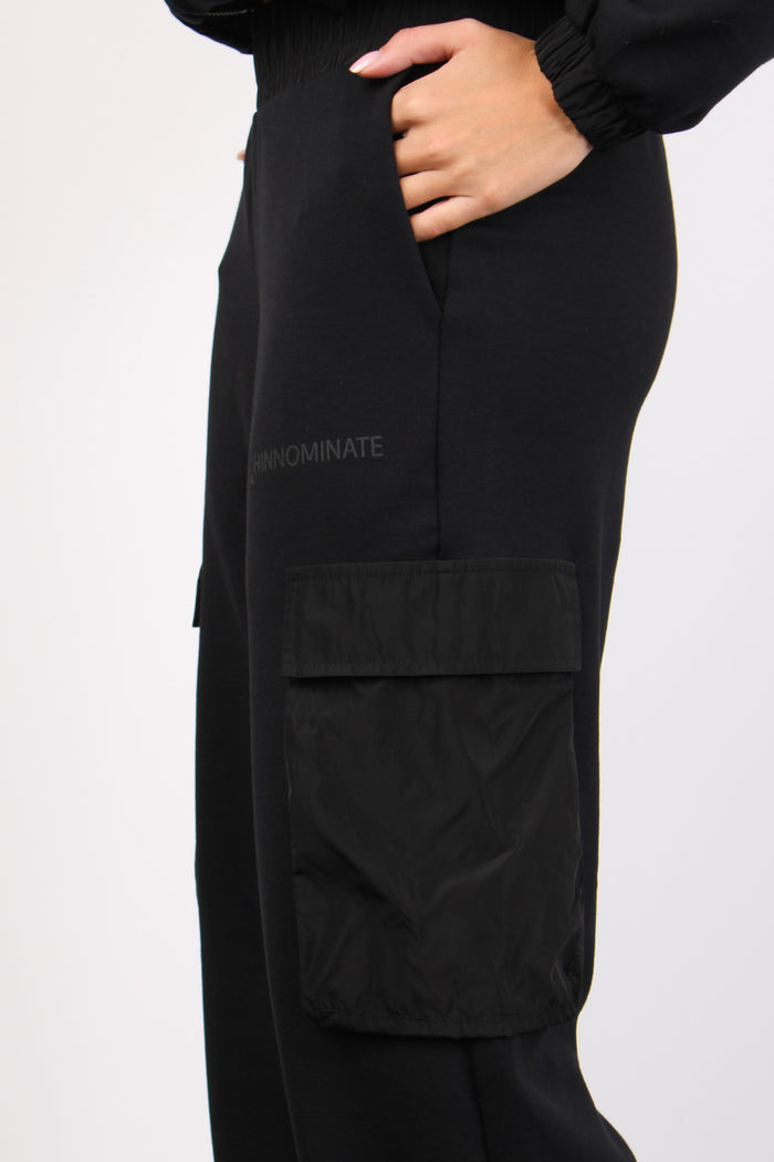 Pantalone Modal Tasche Nylon Nero-6