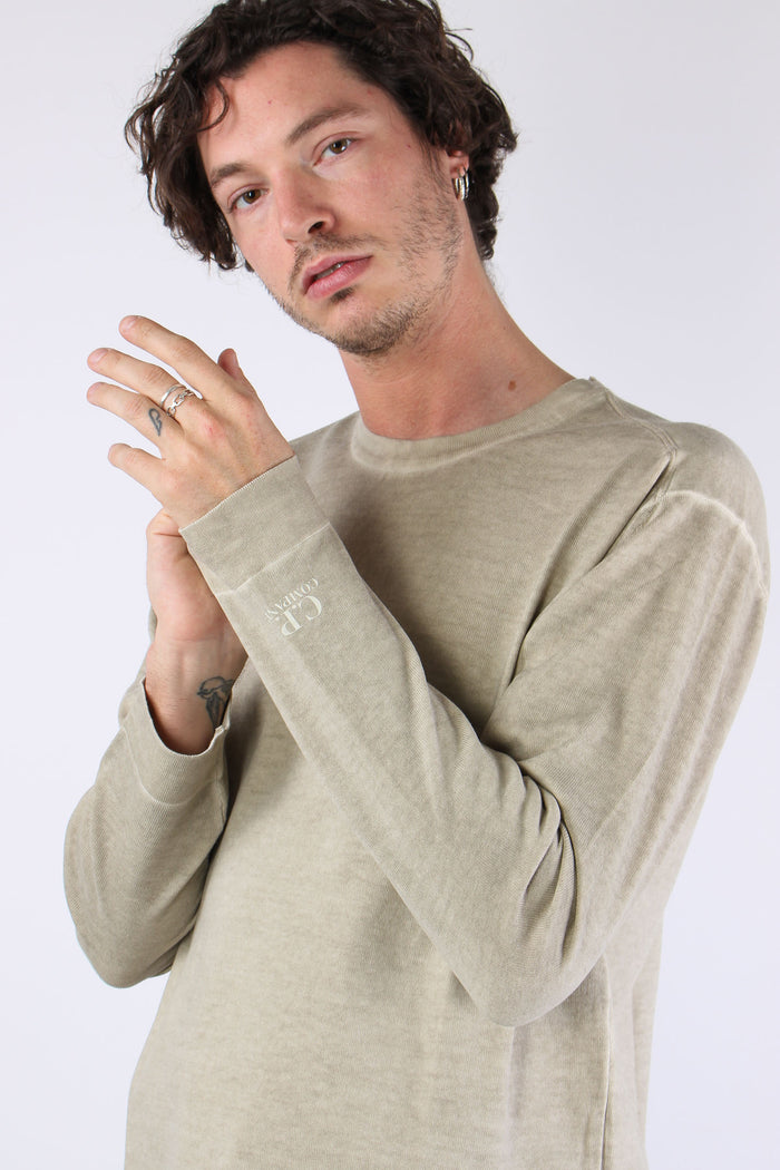 Maglia Doppia Tintura Effetto Lino Cement-4