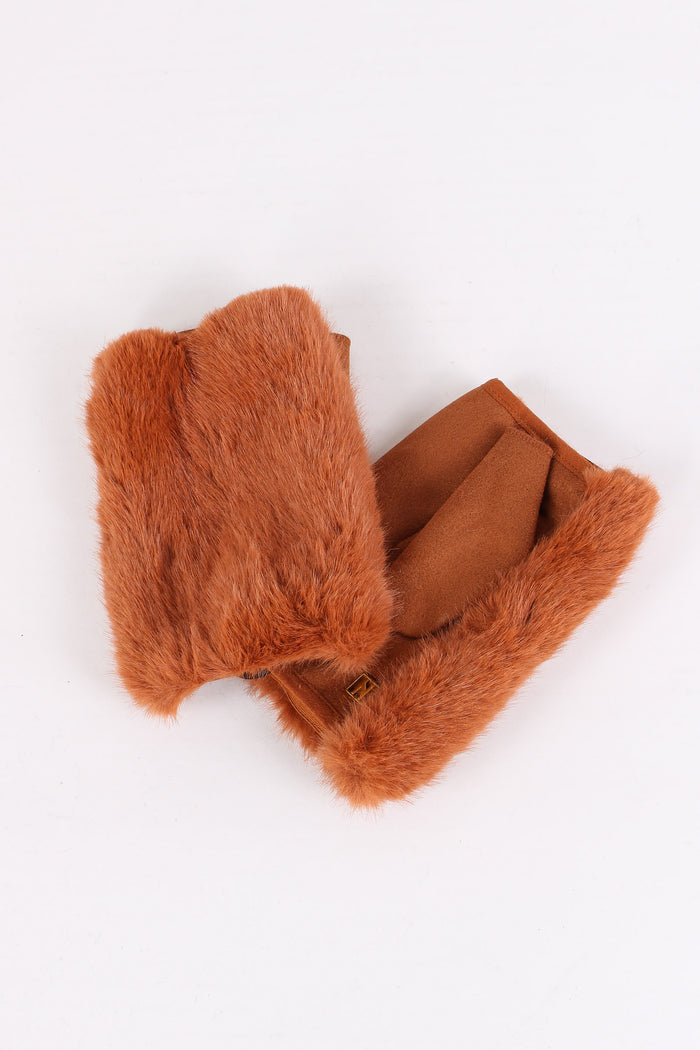 Guanti Ecopelliccia Cammello