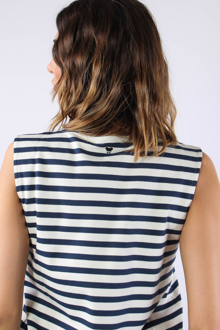 Multih T-shirt Smanicata Riga Ecru/blu-7