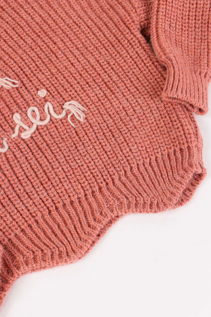 Pullover Coste Ricamo Rosa-5