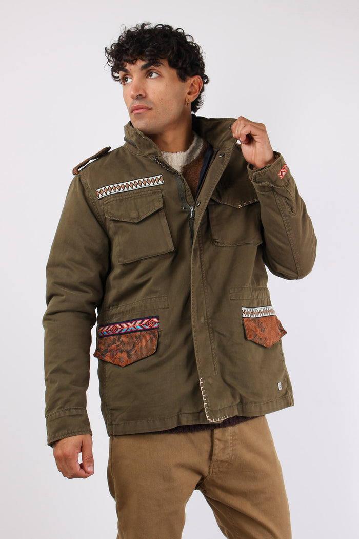 Giubbotto Sahariano Toppe Militare-5