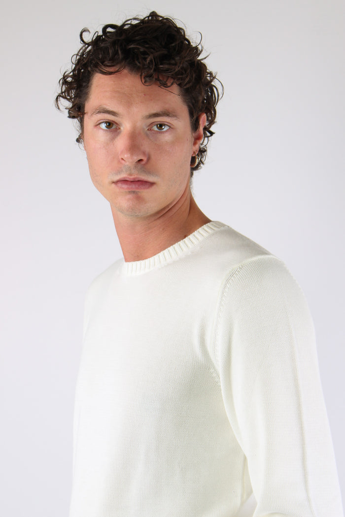 Maglia Girocollo 2 Fili 100% Cotone Panna-8