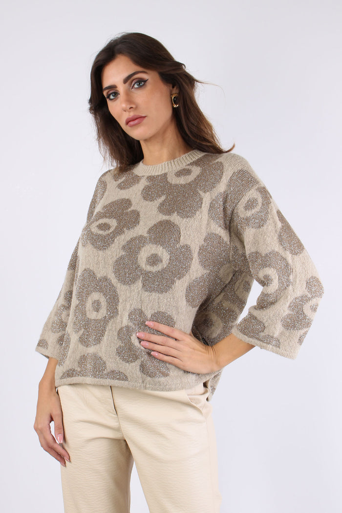 Maglia Girocollo Fiori Oro-4