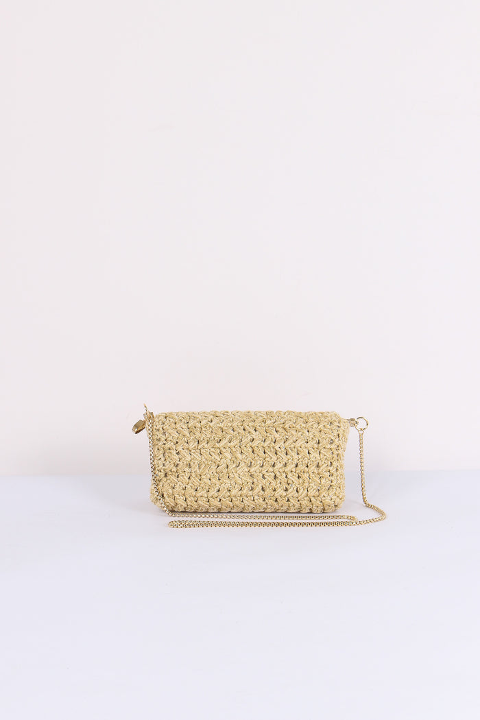 Greta Pochette Crochet Laminat Oro-3