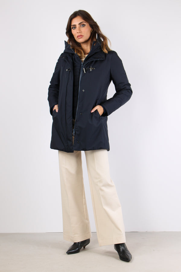 Cappotto Toggle Nylon Blu