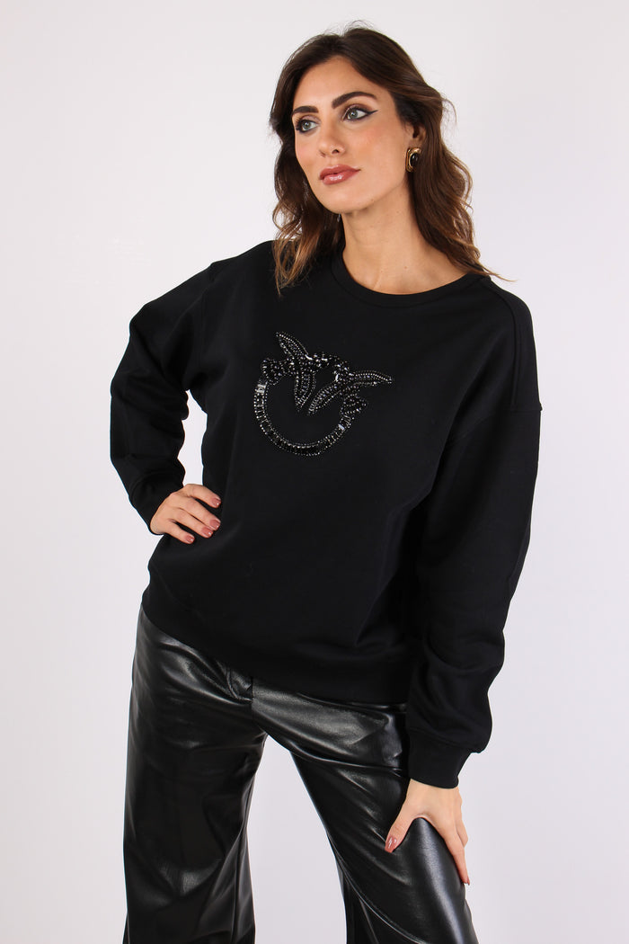 Nelly Felpa Logo Strass Nero Limousine