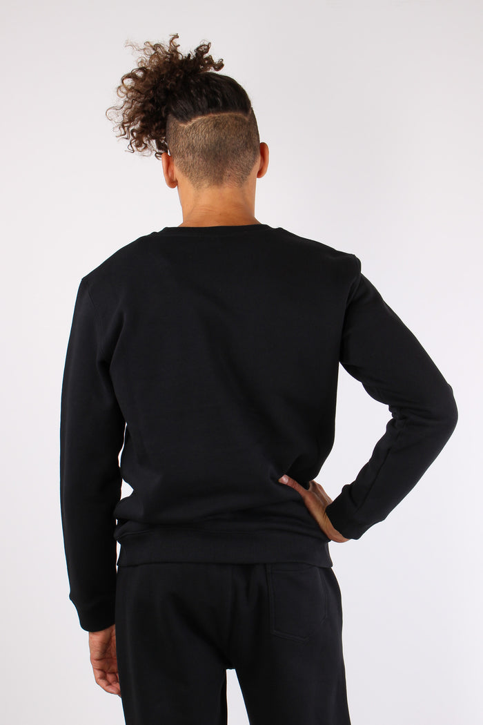 Felpa Girocollo Logo Ricamo Nero-5