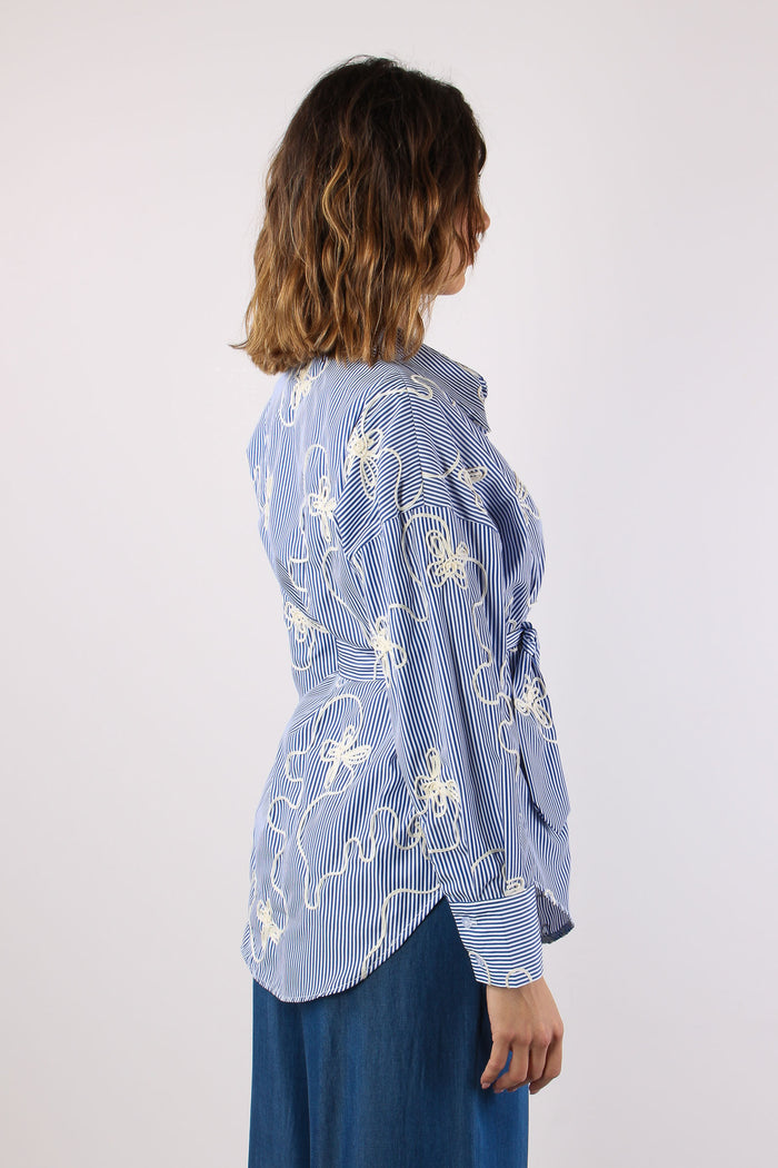Camicia Over Riga Cravatta Ric Bianco/blu-6