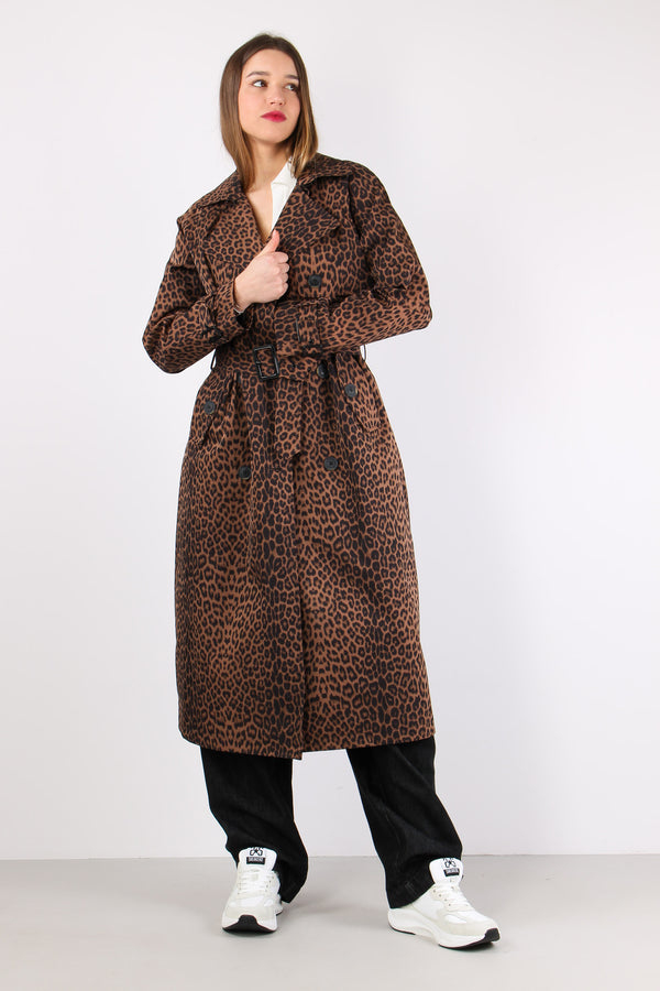 Trench Nylon Lungo Animalier Leopard-2