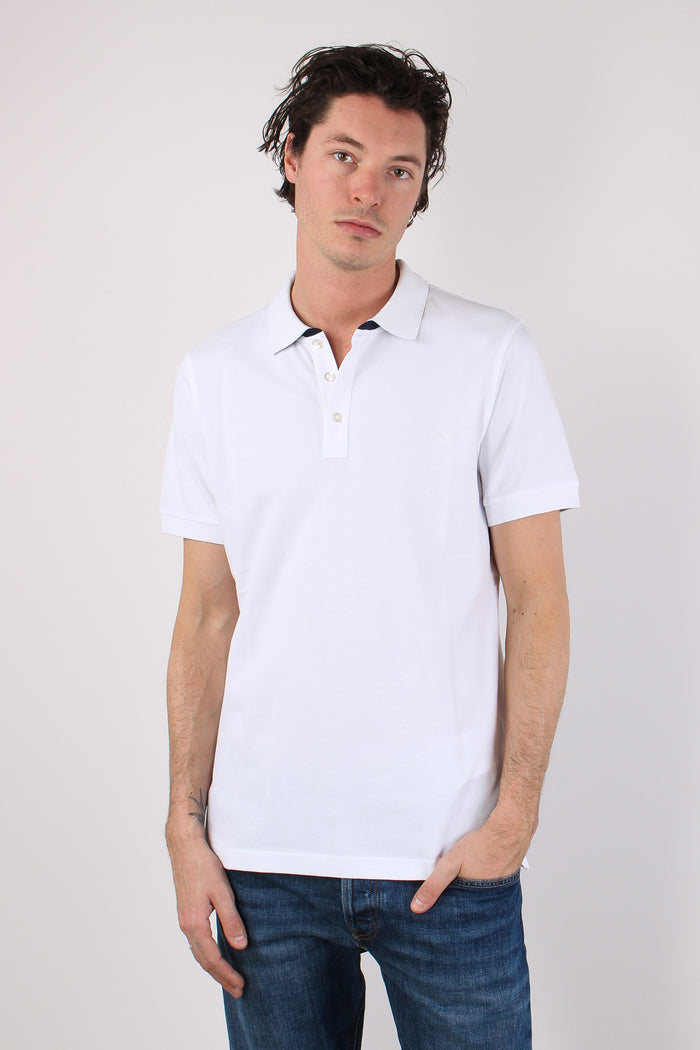 Polo Colletto Contrasto Bianco-5