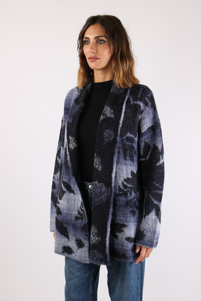 Cardigan Aperto Fiori Grigio/beige-3