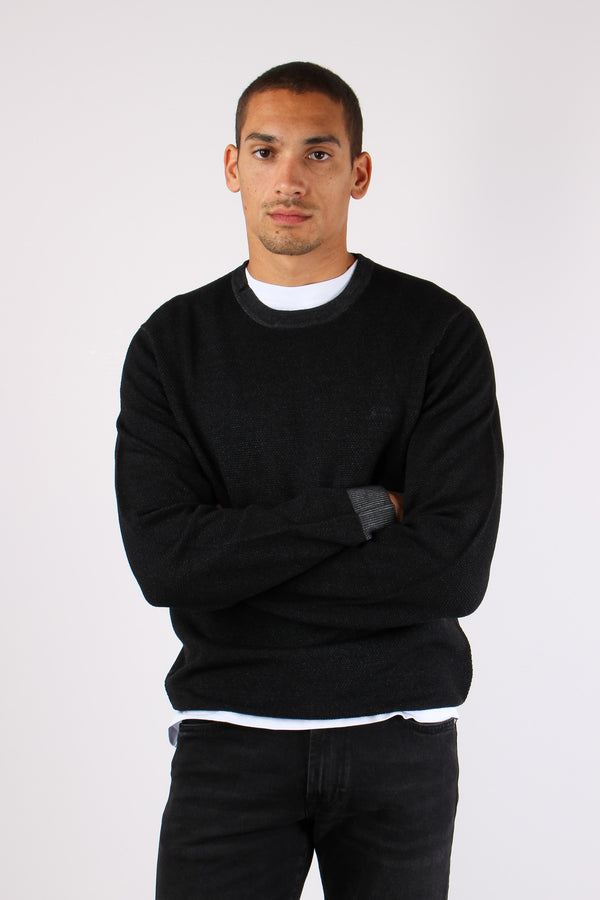 Maglia Lana Punto Riso Nero-2