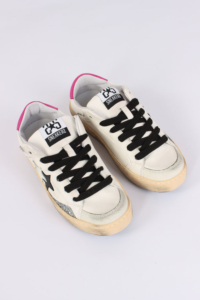 Sneakers Enjoy Star Borchie Bianco/fucsia-5