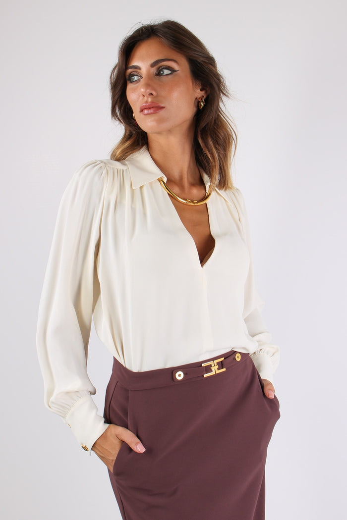 Camicia Collo Catena Milk-6