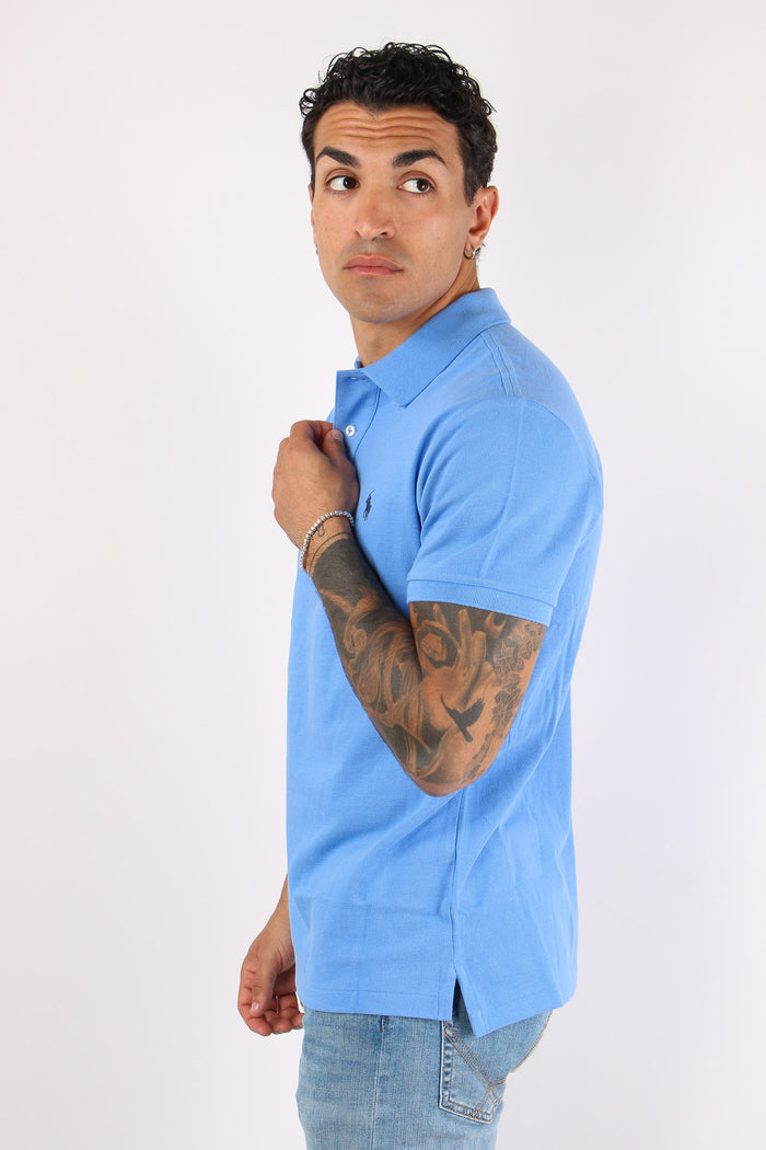 Polo Slim Fit Mesh Harbor Island Blue-3