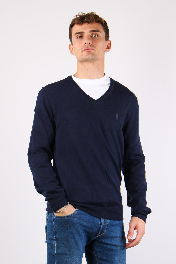 Maglia Scollo V Merinos Hunter Navy-4