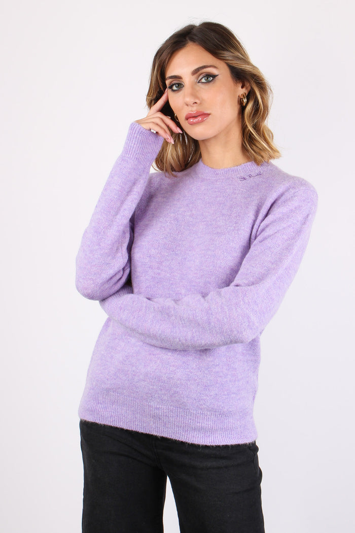 Maglia Girocollo Logo Collo Lilac