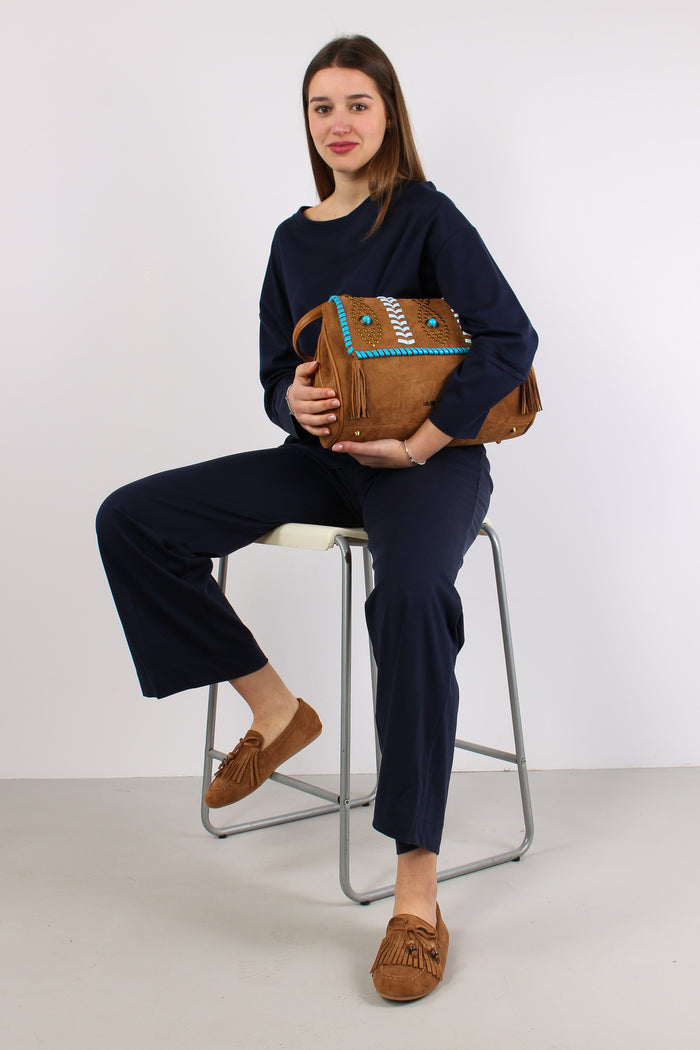 Pantalone Fluido Slim Blu-3