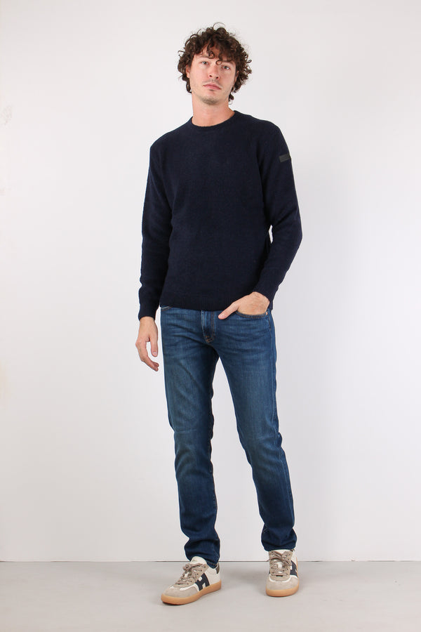 Girocollo Lana Boucle Blue Black-2