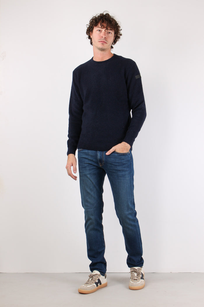 Girocollo Lana Boucle Blue Black-2