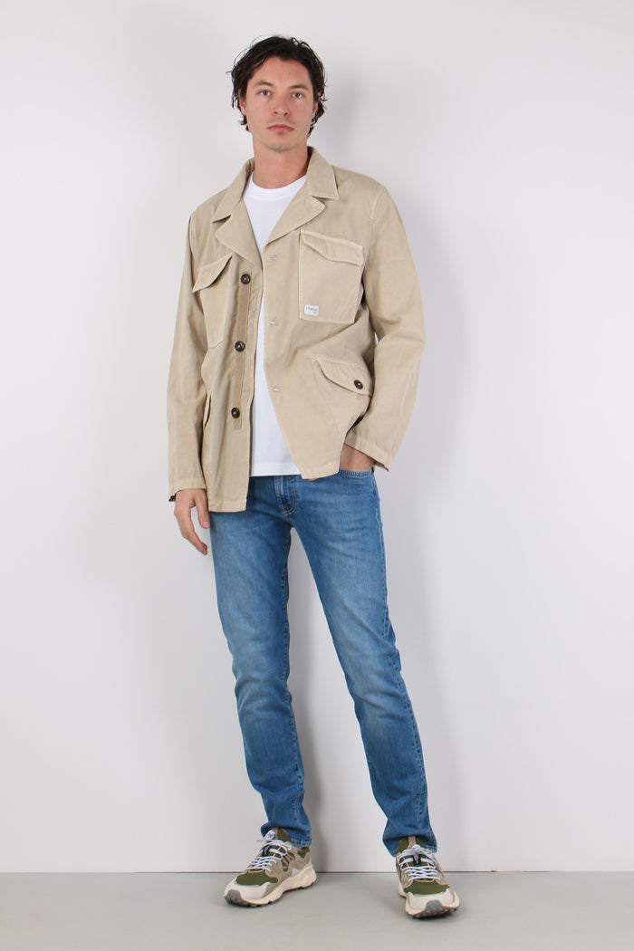 Feel Jacket Gabardina Bottoni Beige-5