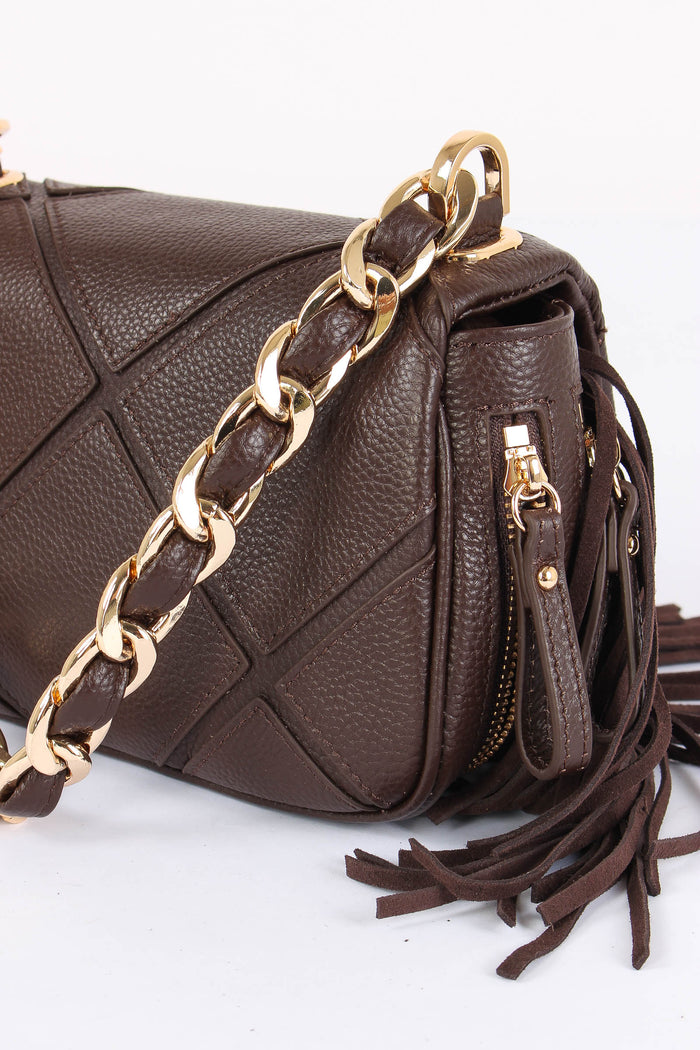 Tracolla Mini Frange Brown-4
