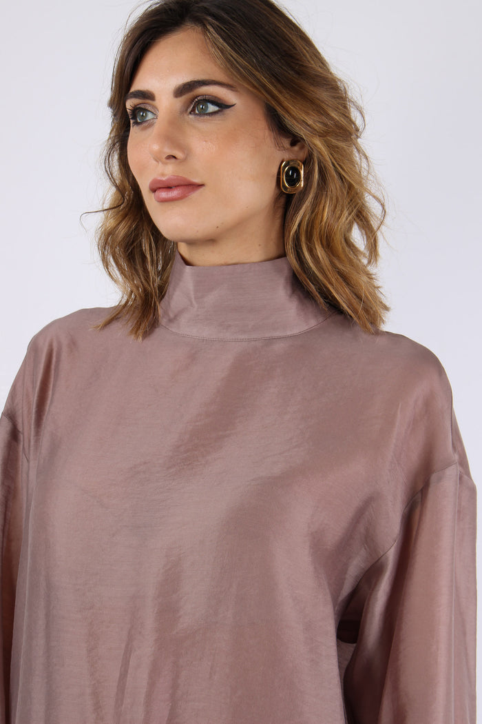 Blusa Collo Alto Polsino Dusty  Orchid-6