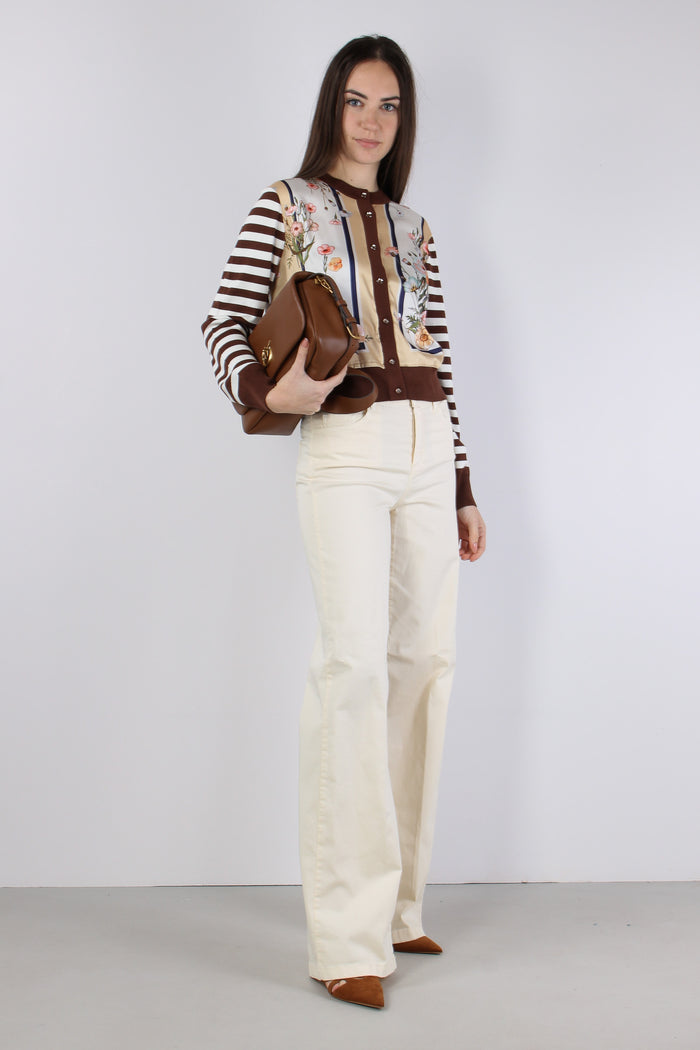 Pantalone Palazzo Cotone Panna-3