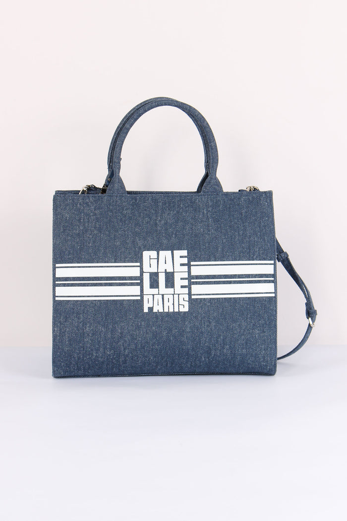 Maxi Tote Banda Logo Blu