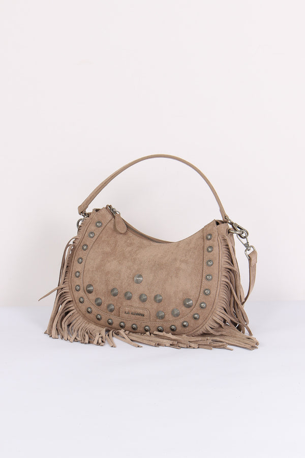 Mezzaluna Suede Frange Taupe-2
