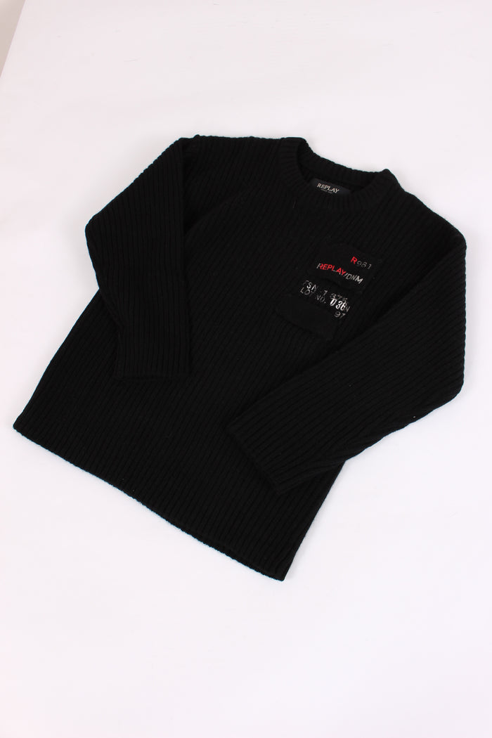 Pullover Coste Cappuccio Nero-3