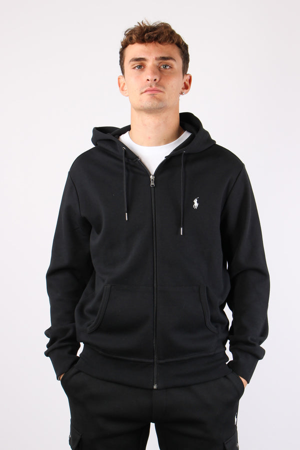 Felpa Zip Cappuccio Logo Polo Black