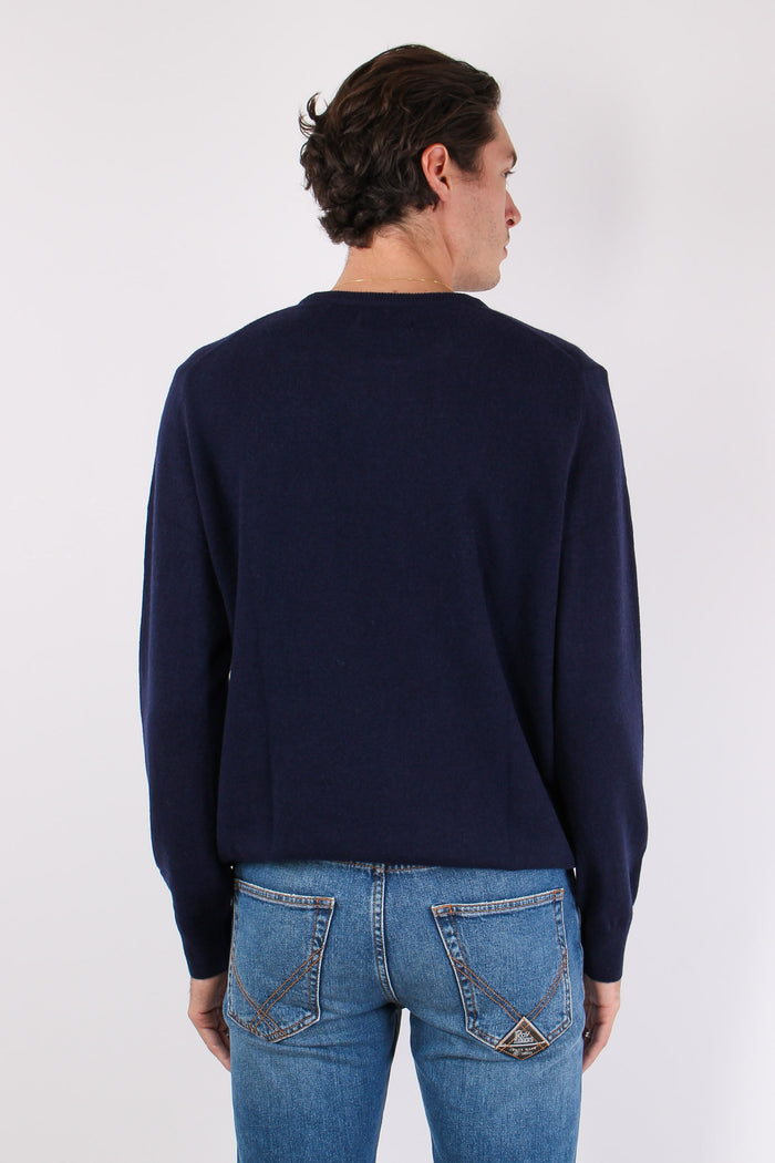 Maglia Girocollo Lambswool Pool Blue-5